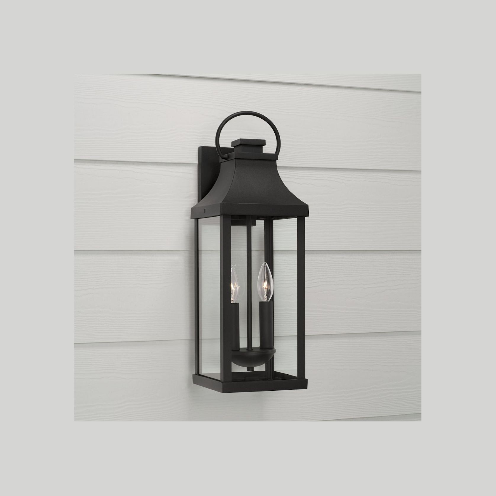 Cole 2 Light Outdoor Wall Lantern - Medium in Black gallery detail image