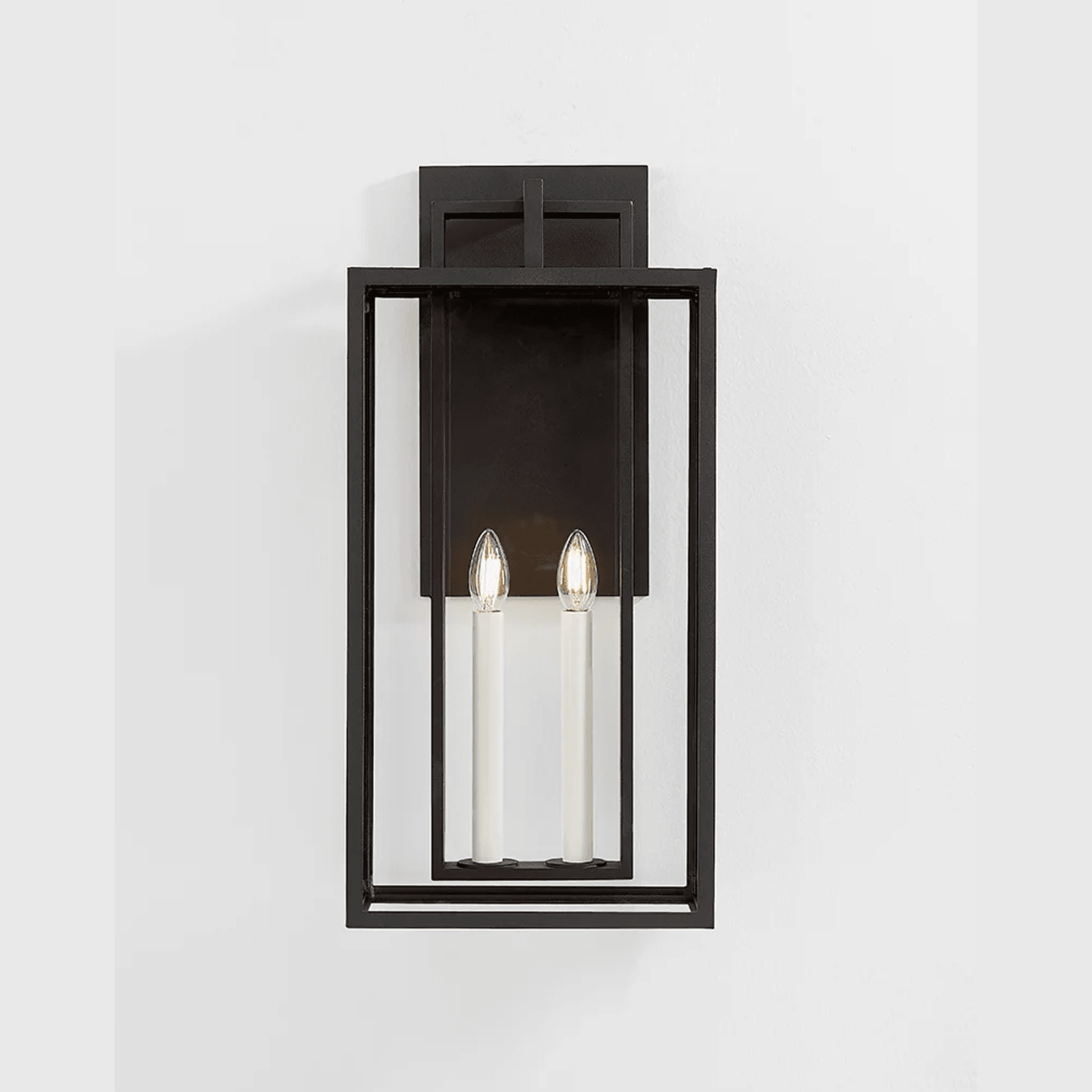 Robertson 2 Light Outdoor Wall Lantern - Large in Textured Black gallery detail image