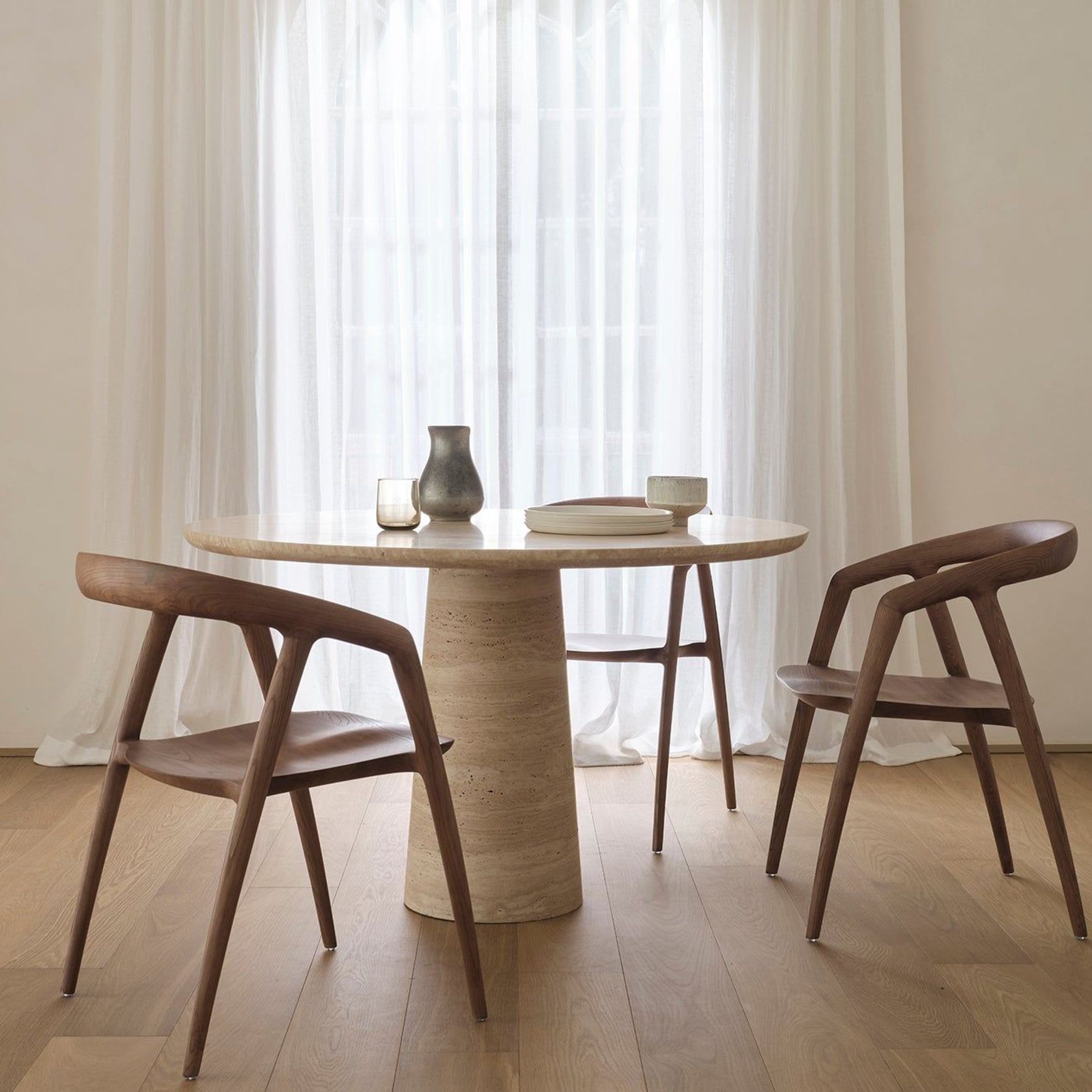 Travertine Kora Round Dining Table gallery detail image