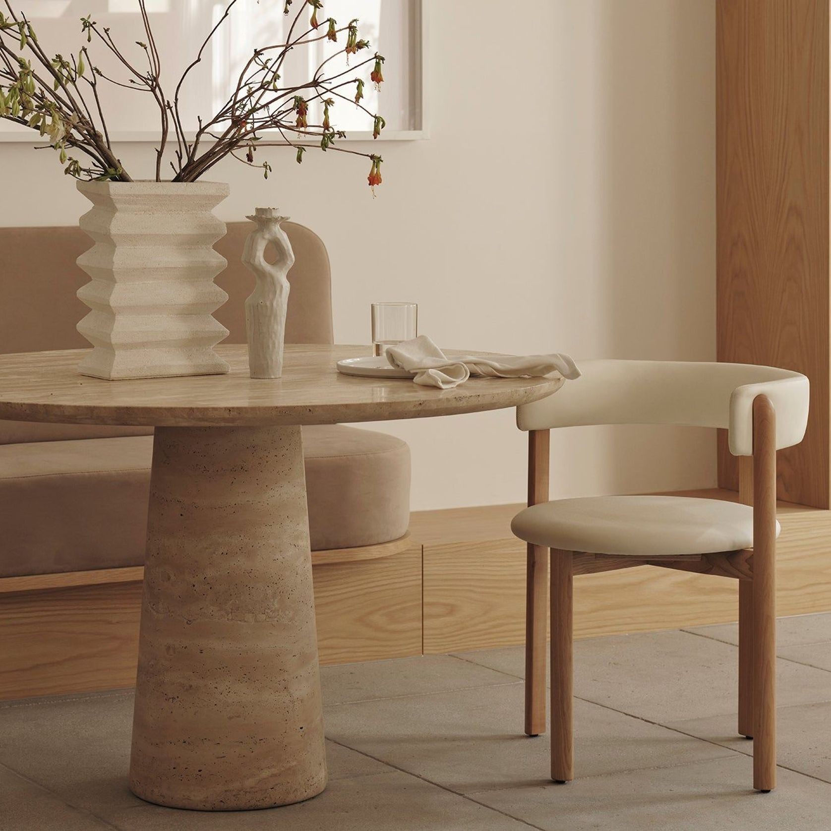 Travertine Kora Round Dining Table gallery detail image