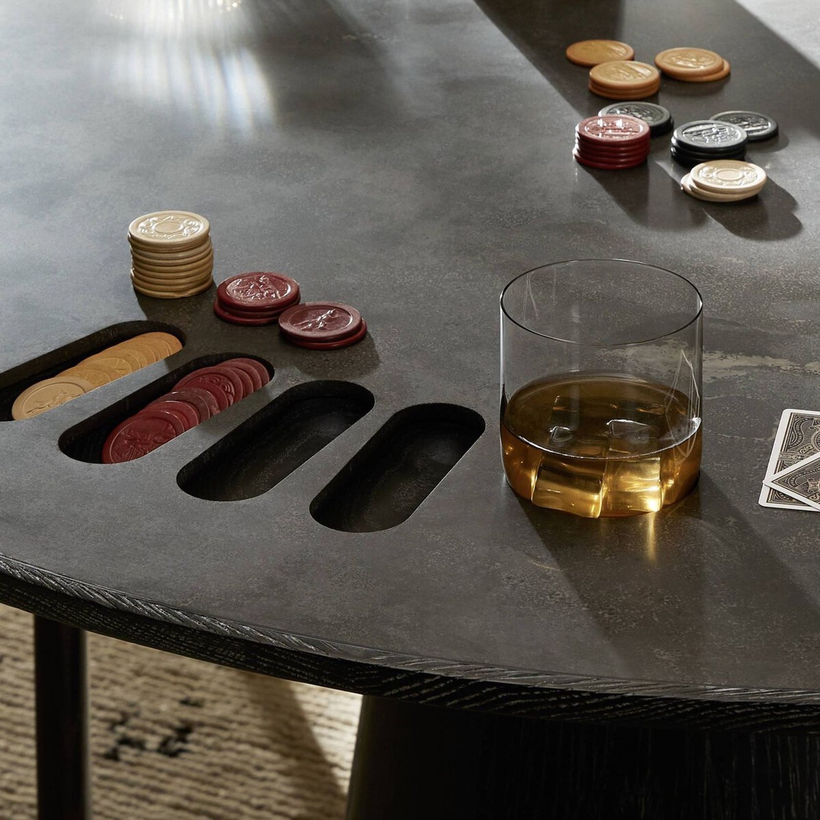 Skye Poker Table in Washed Black & Bluestone gallery detail image
