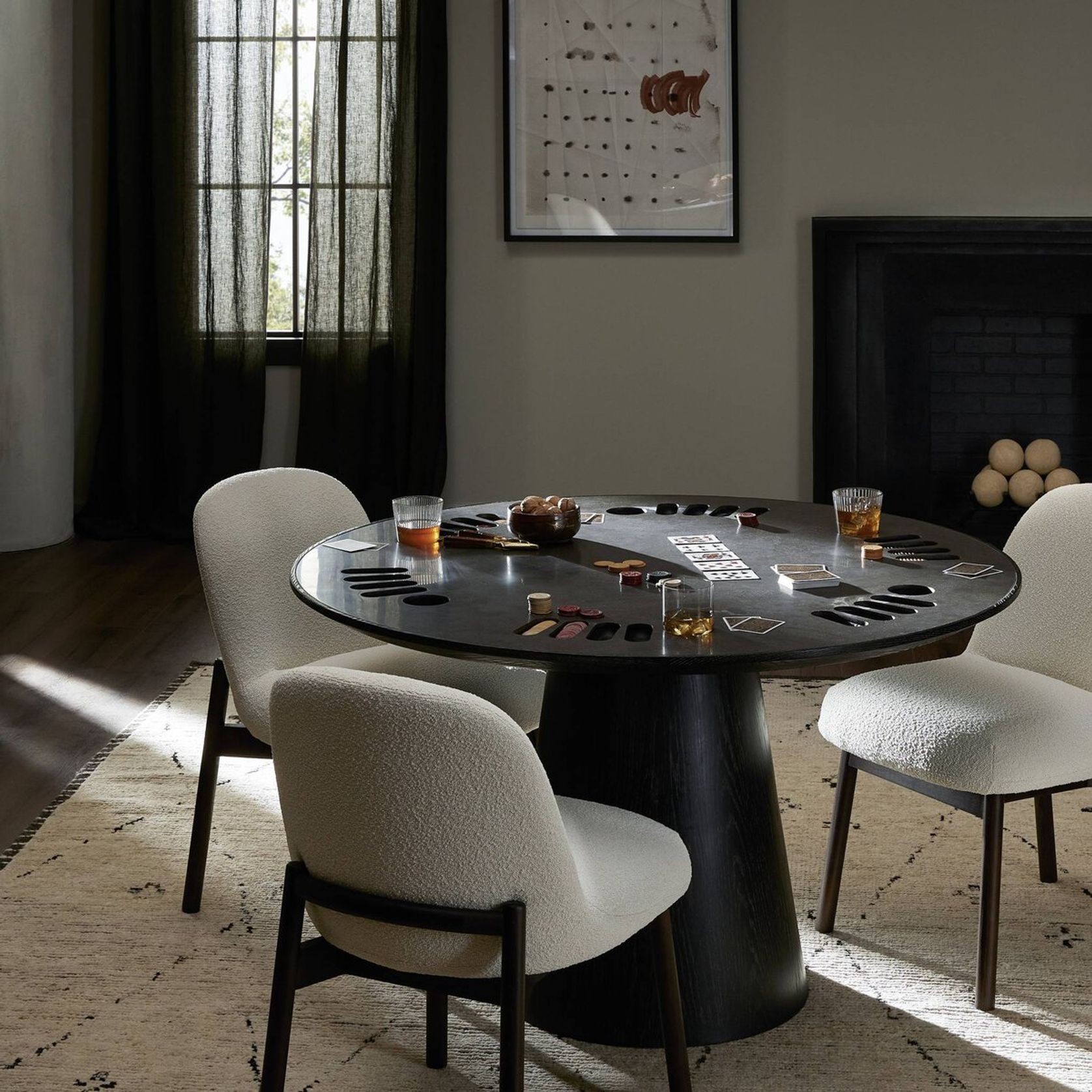 Skye Poker Table in Washed Black & Bluestone gallery detail image