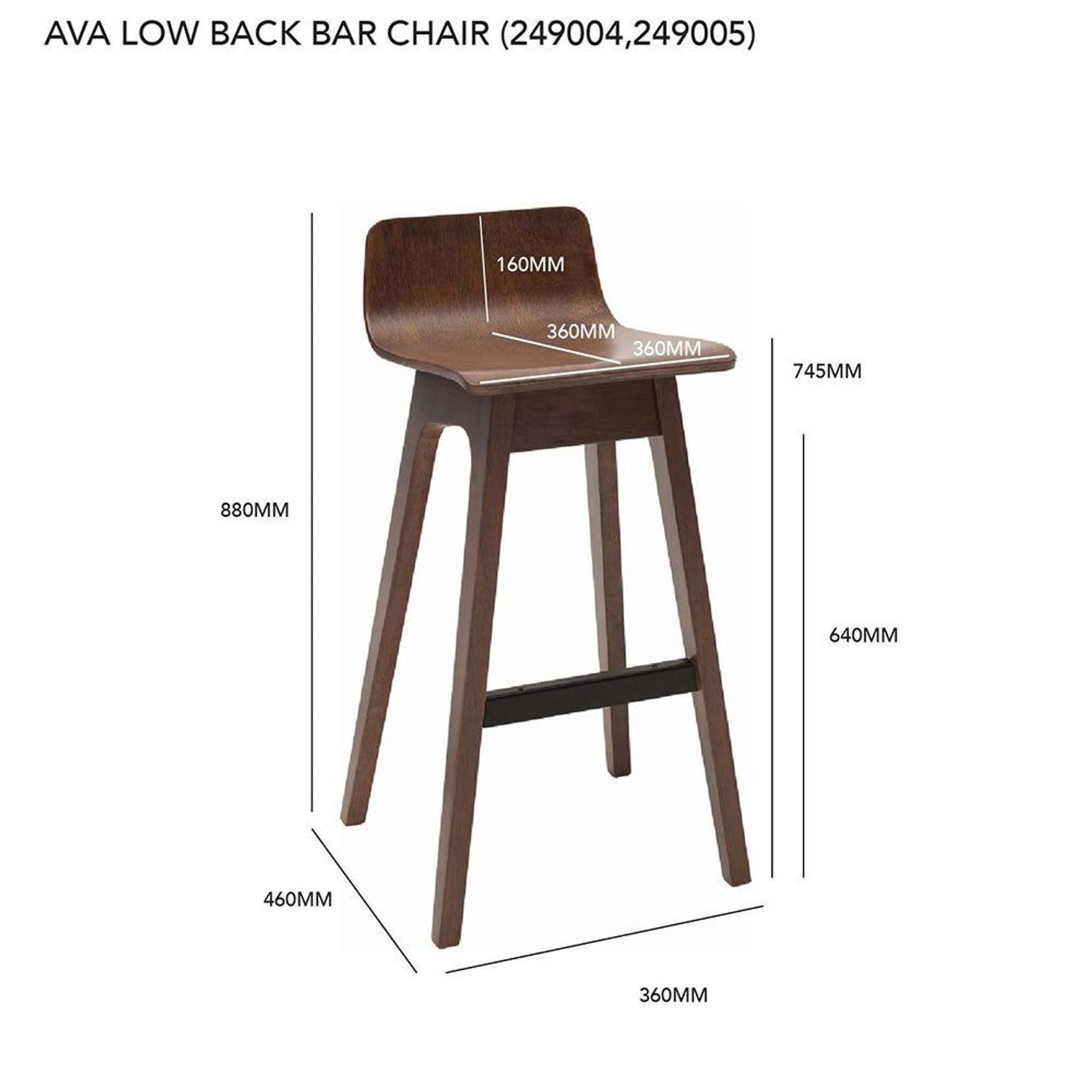 AVA Bar Stool - Walnut gallery detail image