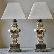 Large Italian Carved & Silvered Lamps gallery detail image