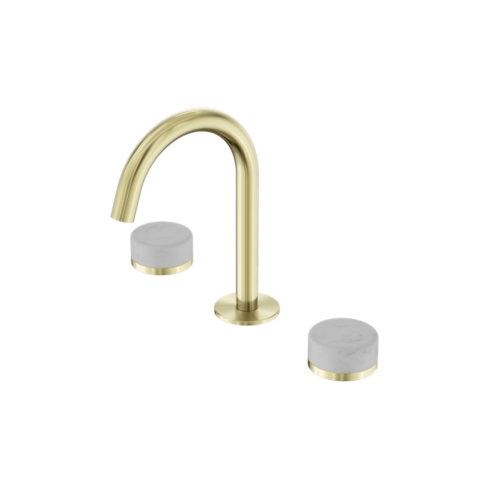 Serenity Basin Set Arc Spout With Carrara Handle Brushed Gold gallery detail image