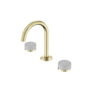 Serenity Basin Set Arc Spout With Carrara Handle Brushed Gold gallery detail image