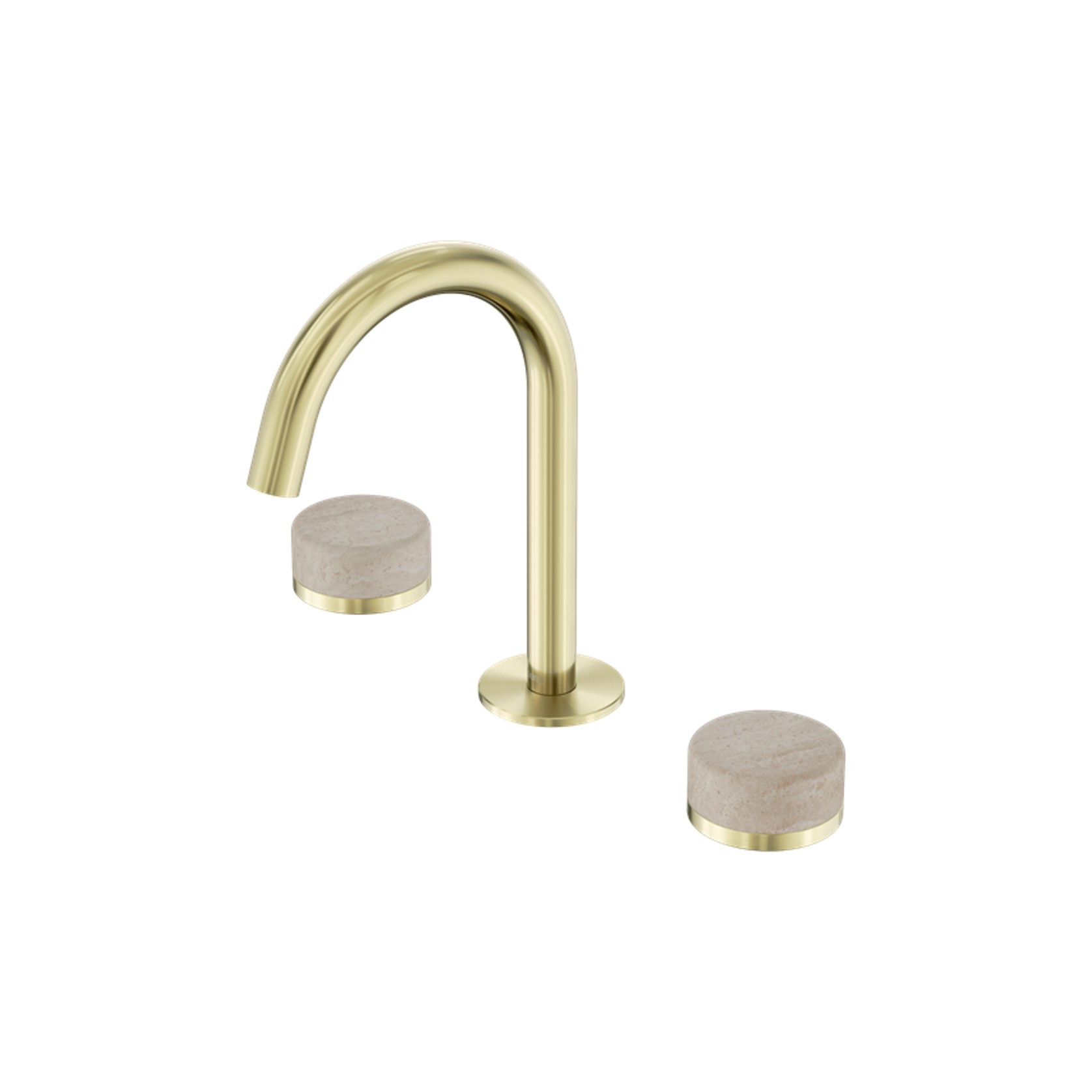 Serenity Basin Set Arc Spout With Rome Travertine Handle Brushed Gold gallery detail image