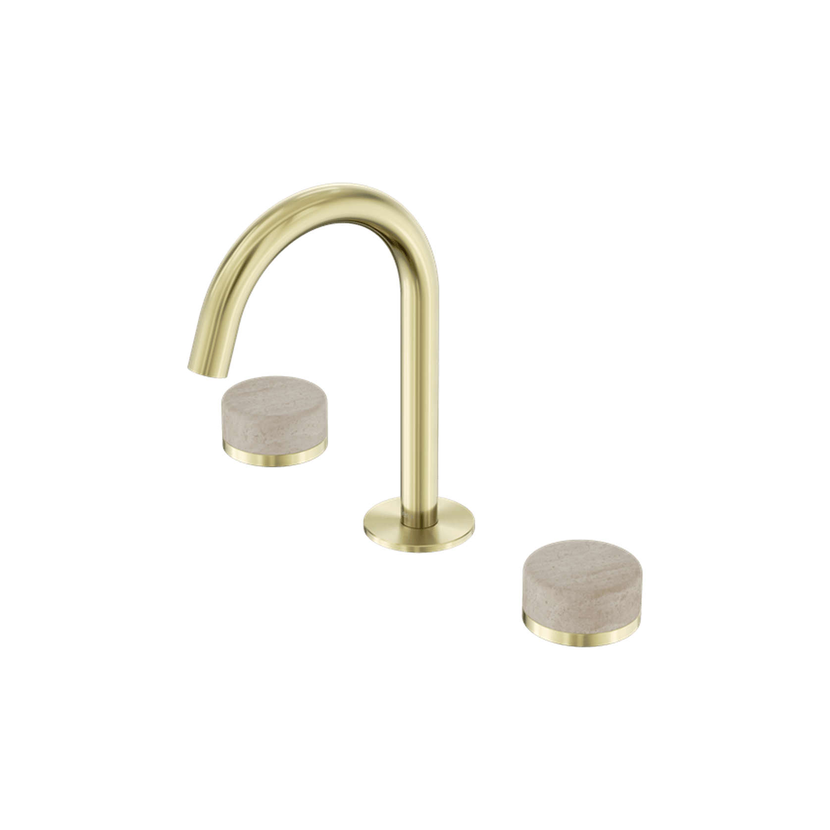 Serenity Basin Set Arc Spout With Rome Travertine Handle Brushed Gold gallery detail image