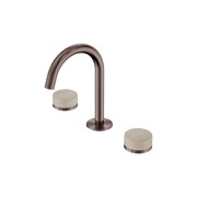 Serenity Basin Set Arc Spout With Rome Travertine Handle Brushed Bronze gallery detail image