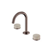 Serenity Basin Set Arc Spout With Rome Travertine Handle Brushed Bronze gallery detail image