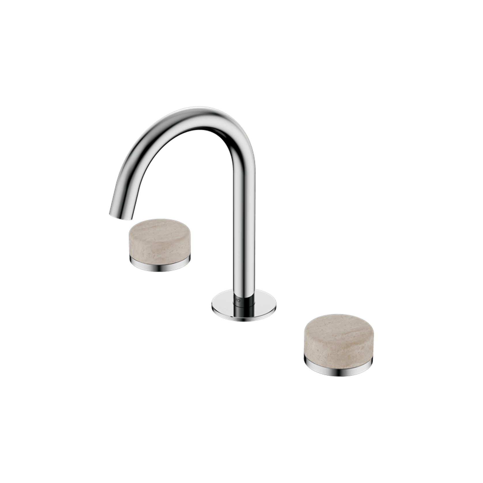Serenity Basin Set Arc Spout With Rome Travertine Handle Chrome gallery detail image
