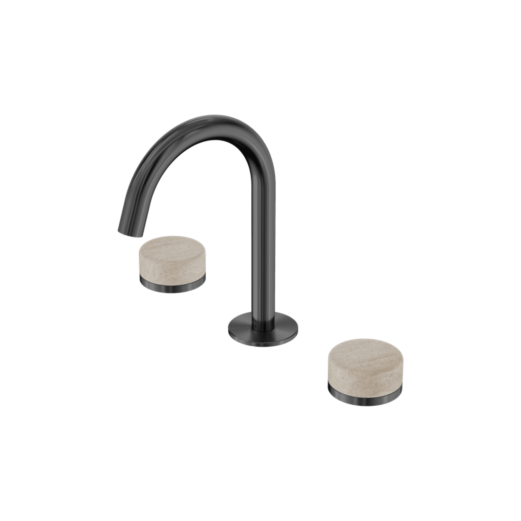 Serenity Basin Set Arc Spout With Rome Travertine Handle Gun Metal gallery detail image