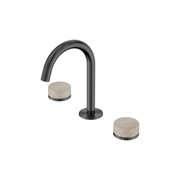 Serenity Basin Set Arc Spout With Rome Travertine Handle Gun Metal gallery detail image