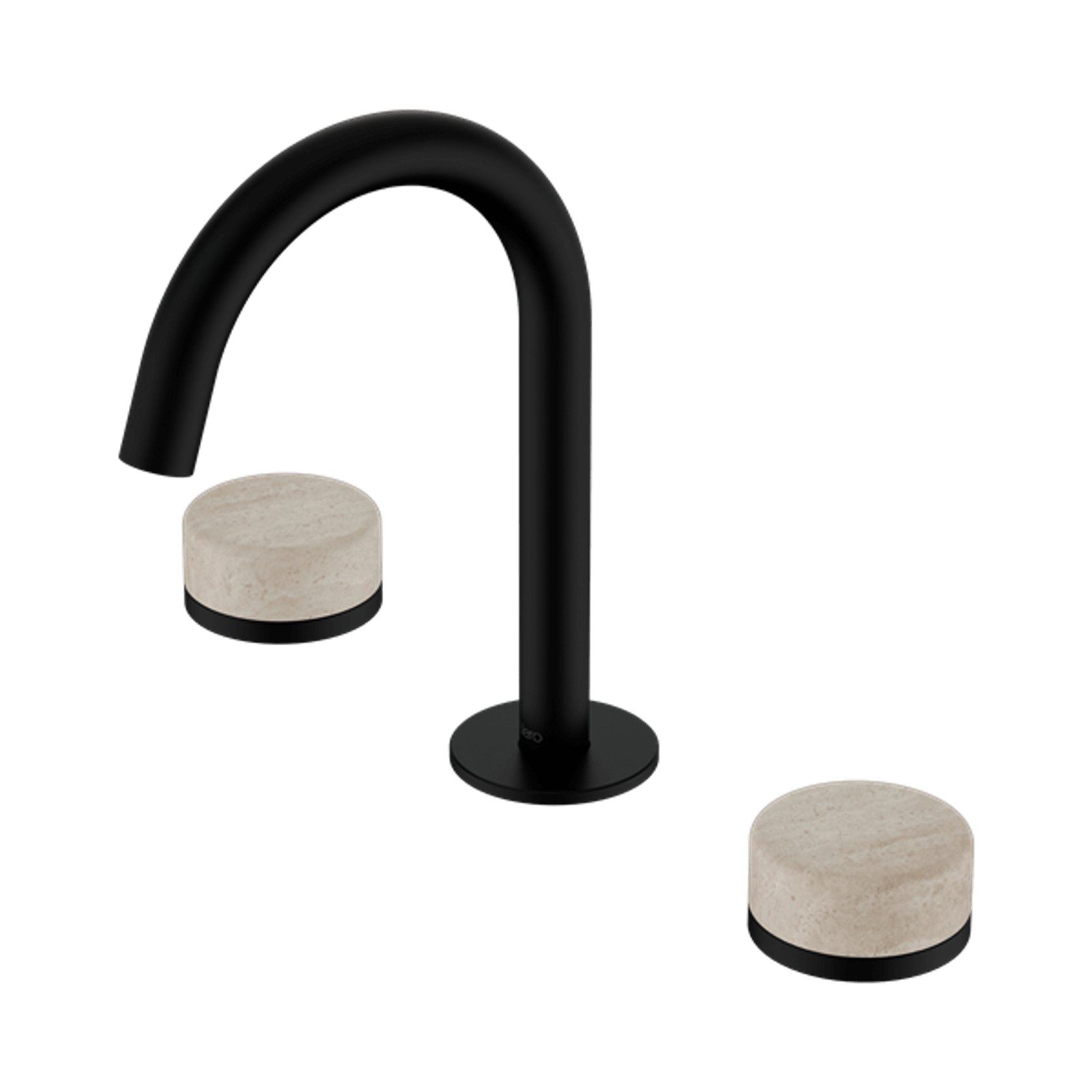 Serenity Basin Set Arc Spout With Rome Travertine Handle Matte Black gallery detail image