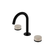 Serenity Basin Set Arc Spout With Rome Travertine Handle Matte Black gallery detail image