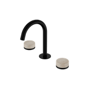Serenity Basin Set Arc Spout With Rome Travertine Handle Matte Black gallery detail image