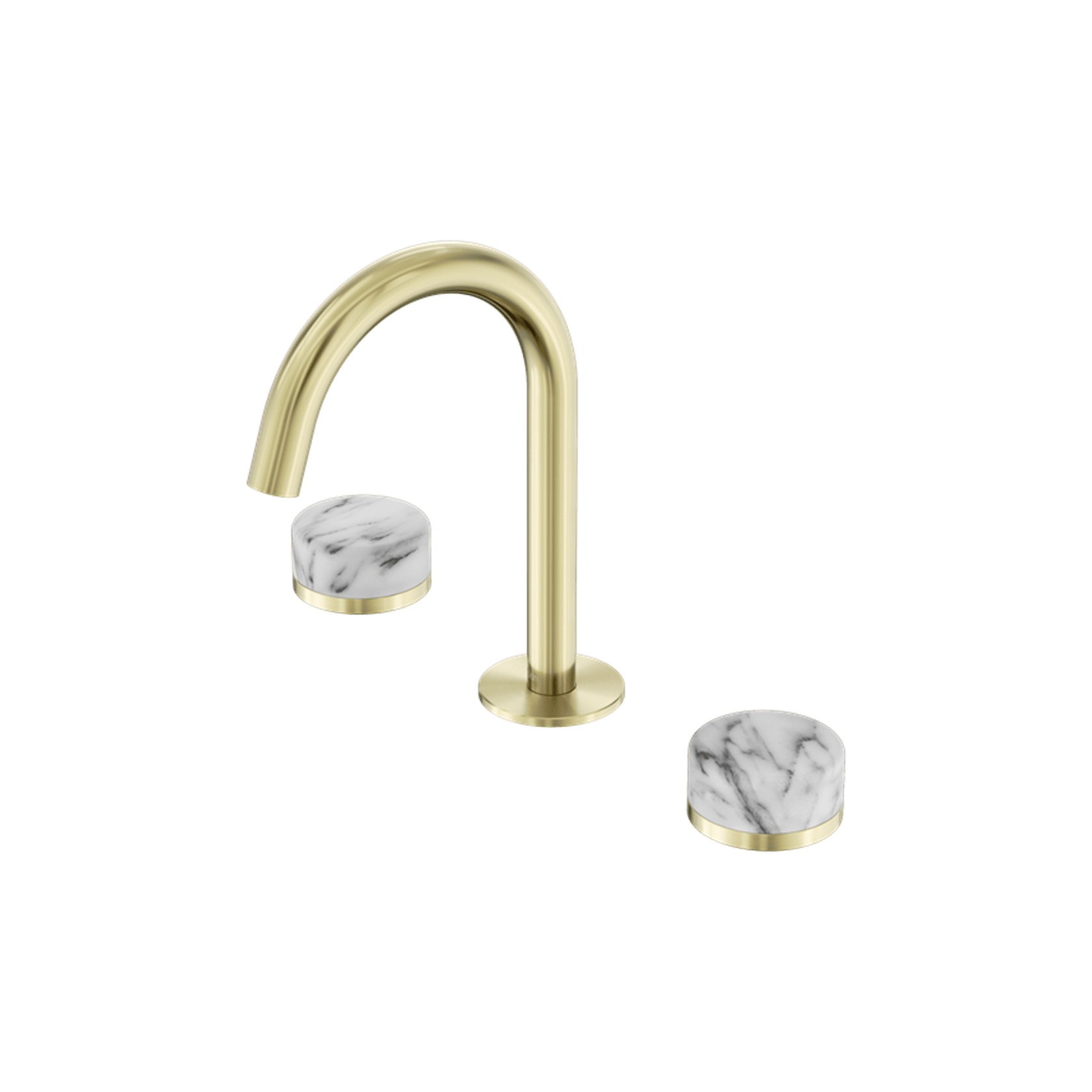 Serenity Basin Set Arc Spout With Arabescato Corchia Handle Brushed Gold gallery detail image