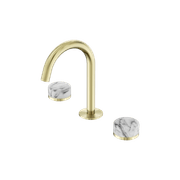 Serenity Basin Set Arc Spout With Arabescato Corchia Handle Brushed Gold gallery detail image