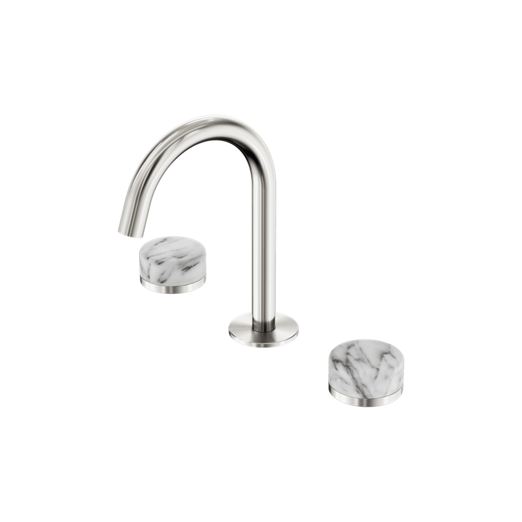 Serenity Basin Set Arc Spout With Arabescato Corchia Handle Brushed Nickel gallery detail image