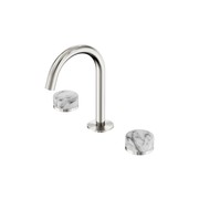 Serenity Basin Set Arc Spout With Arabescato Corchia Handle Brushed Nickel gallery detail image