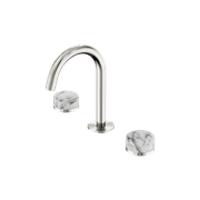 Serenity Basin Set Arc Spout With Arabescato Corchia Handle Brushed Nickel gallery detail image