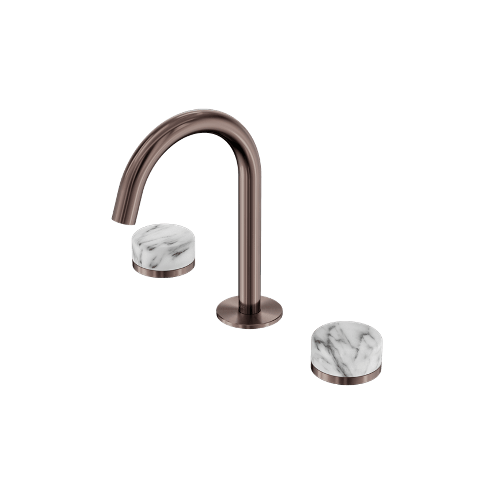 Serenity Basin Set Arc Spout With Arabescato Corchia Handle Brushed Bronze gallery detail image