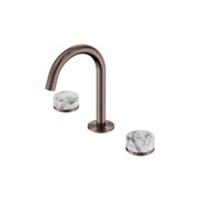 Serenity Basin Set Arc Spout With Arabescato Corchia Handle Brushed Bronze gallery detail image