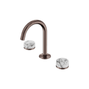 Serenity Basin Set Arc Spout With Arabescato Corchia Handle Brushed Bronze gallery detail image