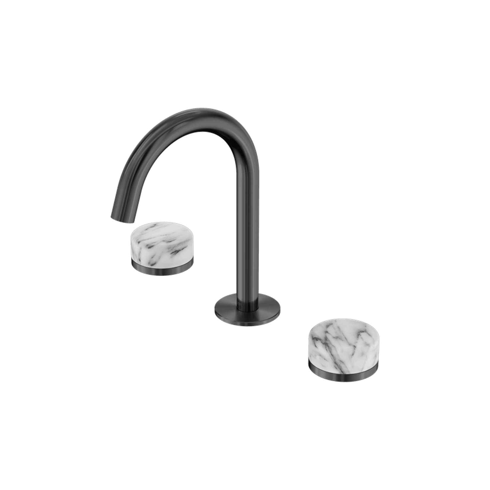 Serenity Basin Set Arc Spout With Arabescato Corchia Handle Gun Metal gallery detail image
