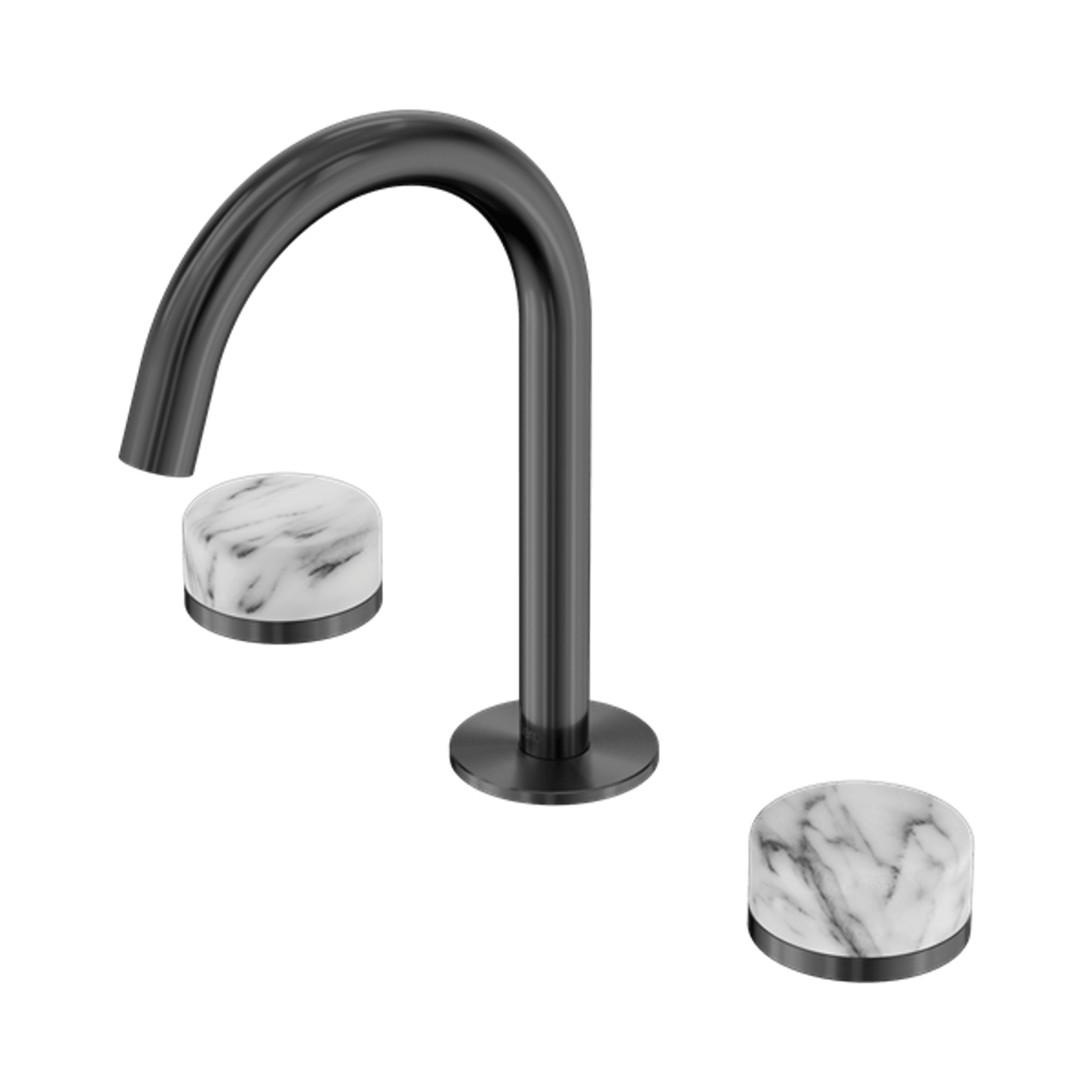 Serenity Basin Set Arc Spout With Arabescato Corchia Handle Gun Metal gallery detail image