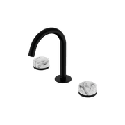 Serenity Basin Set Arc Spout With Arabescato Corchia Handle Matte Black gallery detail image