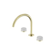 Serenity Bath/Kitchen Set Arc Spout With Carrara Handle Brushed Gold gallery detail image