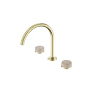 Serenity Bath/Kitchen Set Arc Spout With Rome Travertine Handle Brushed Gold gallery detail image
