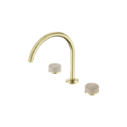 Serenity Bath/Kitchen Set Arc Spout With Rome Travertine Handle Brushed Gold gallery detail image