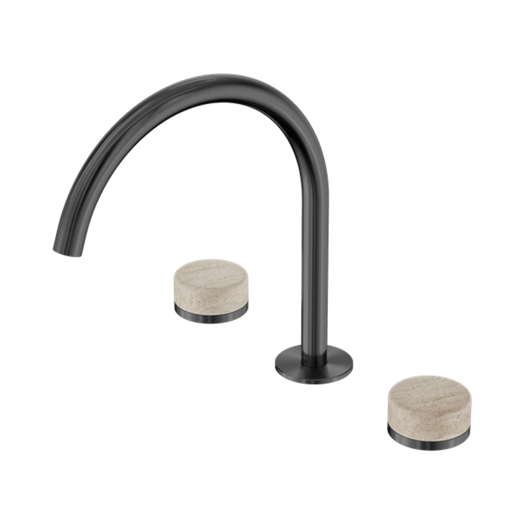 Serenity Bath/Kitchen Set Arc Spout With Rome Travertine Handle Gun Metal gallery detail image