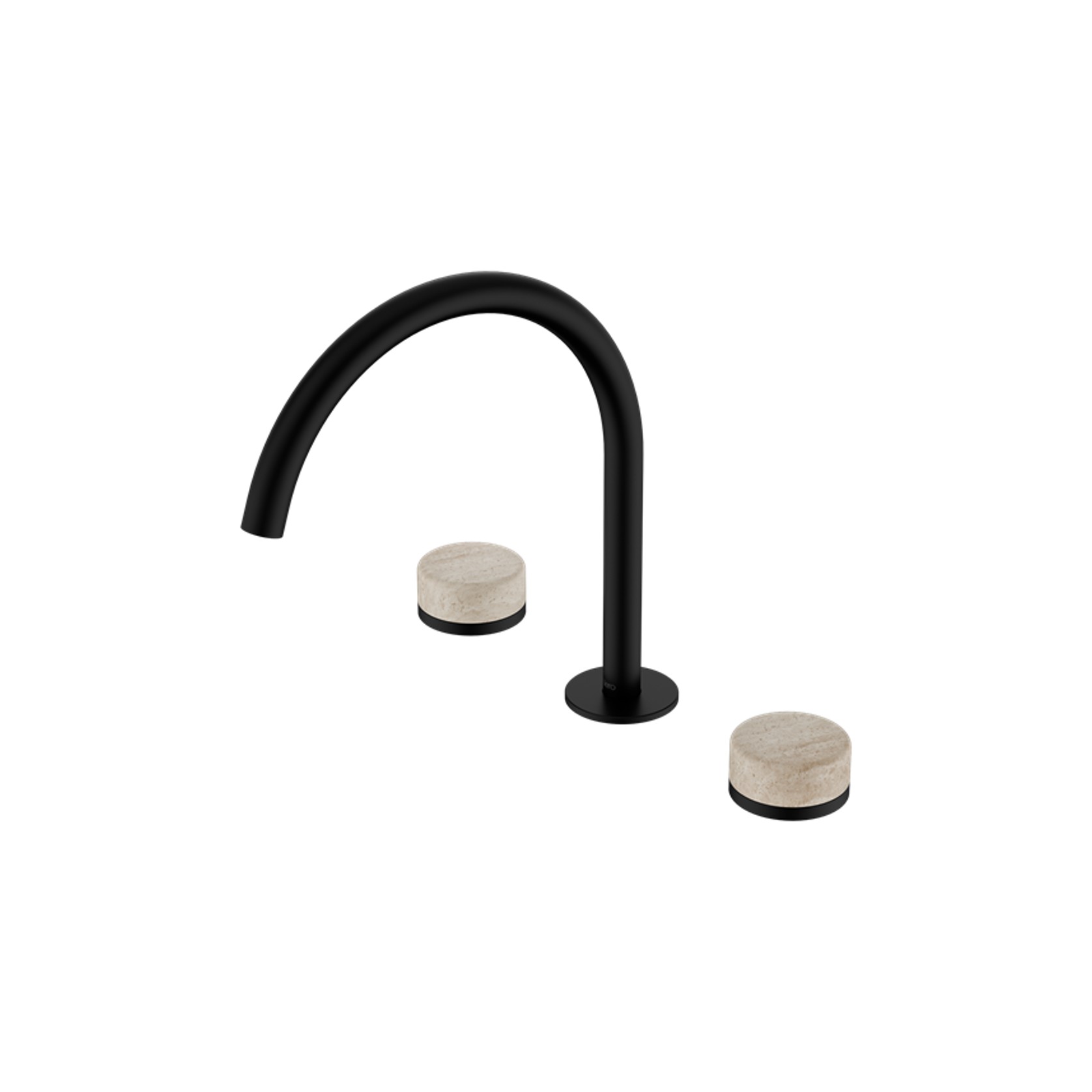 Serenity Bath/Kitchen Set Arc Spout With Rome Travertine Handle Matte Black gallery detail image