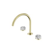 Serenity Bath/Kitchen Set Arc Spout With Arabescato Corchia Handle Brushed Gold gallery detail image