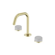 Serenity Basin Set Edge Spout With Carrara Handle Brushed Gold gallery detail image