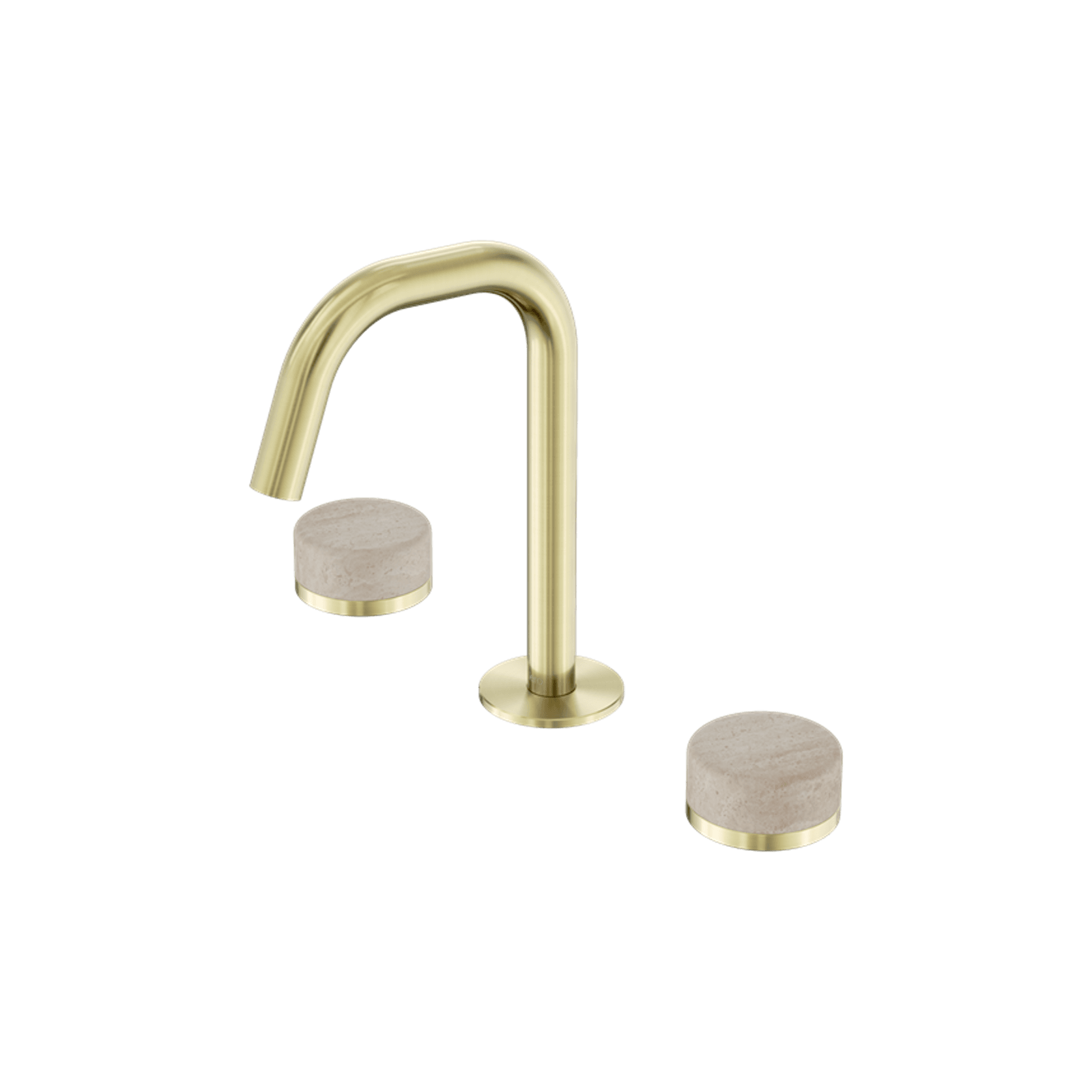 Serenity Basin Set Edge Spout With Rome Travertine Handle Brushed Gold gallery detail image