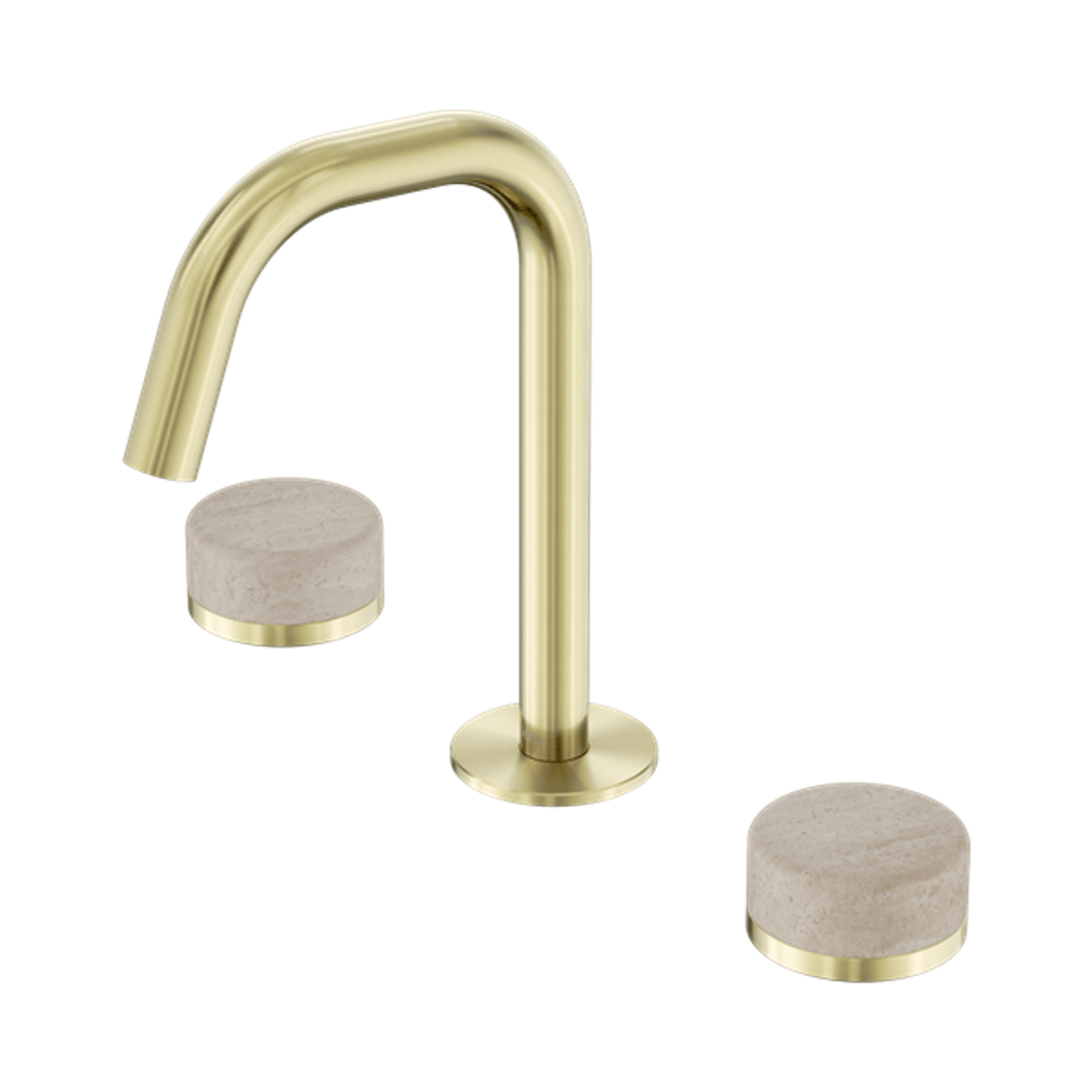 Serenity Basin Set Edge Spout With Rome Travertine Handle Brushed Gold gallery detail image
