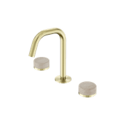 Serenity Basin Set Edge Spout With Rome Travertine Handle Brushed Gold gallery detail image