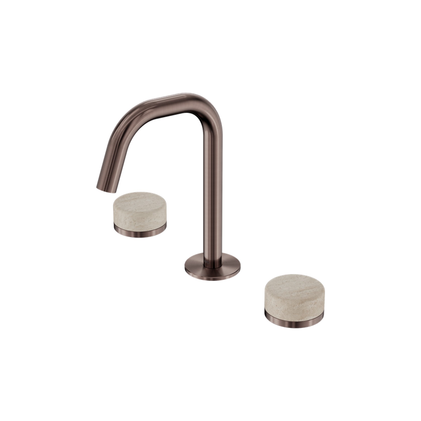 Serenity Basin Set Edge Spout With Rome Travertine Handle Brushed Bronze gallery detail image