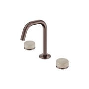 Serenity Basin Set Edge Spout With Rome Travertine Handle Brushed Bronze gallery detail image