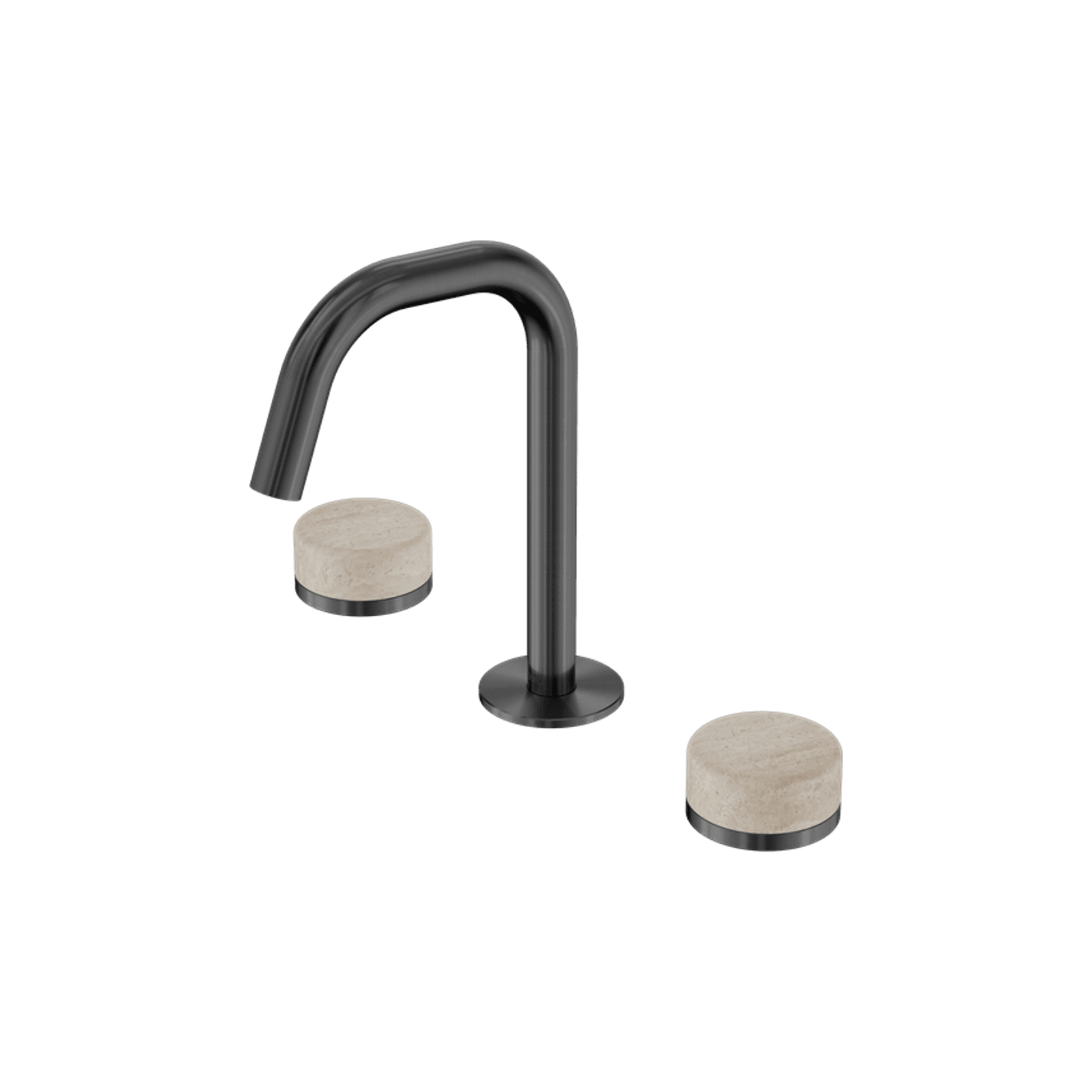 Serenity Basin Set Edge Spout With Rome Travertine Handle Gun Metal gallery detail image