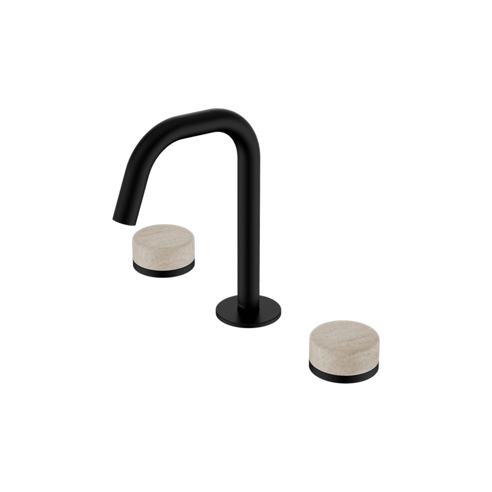 Serenity Basin Set Edge Spout With Rome Travertine Handle Matte Black gallery detail image