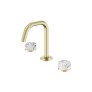 Serenity Basin Set Edge Spout With Arabescato Corchia Handle Brushed Gold gallery detail image