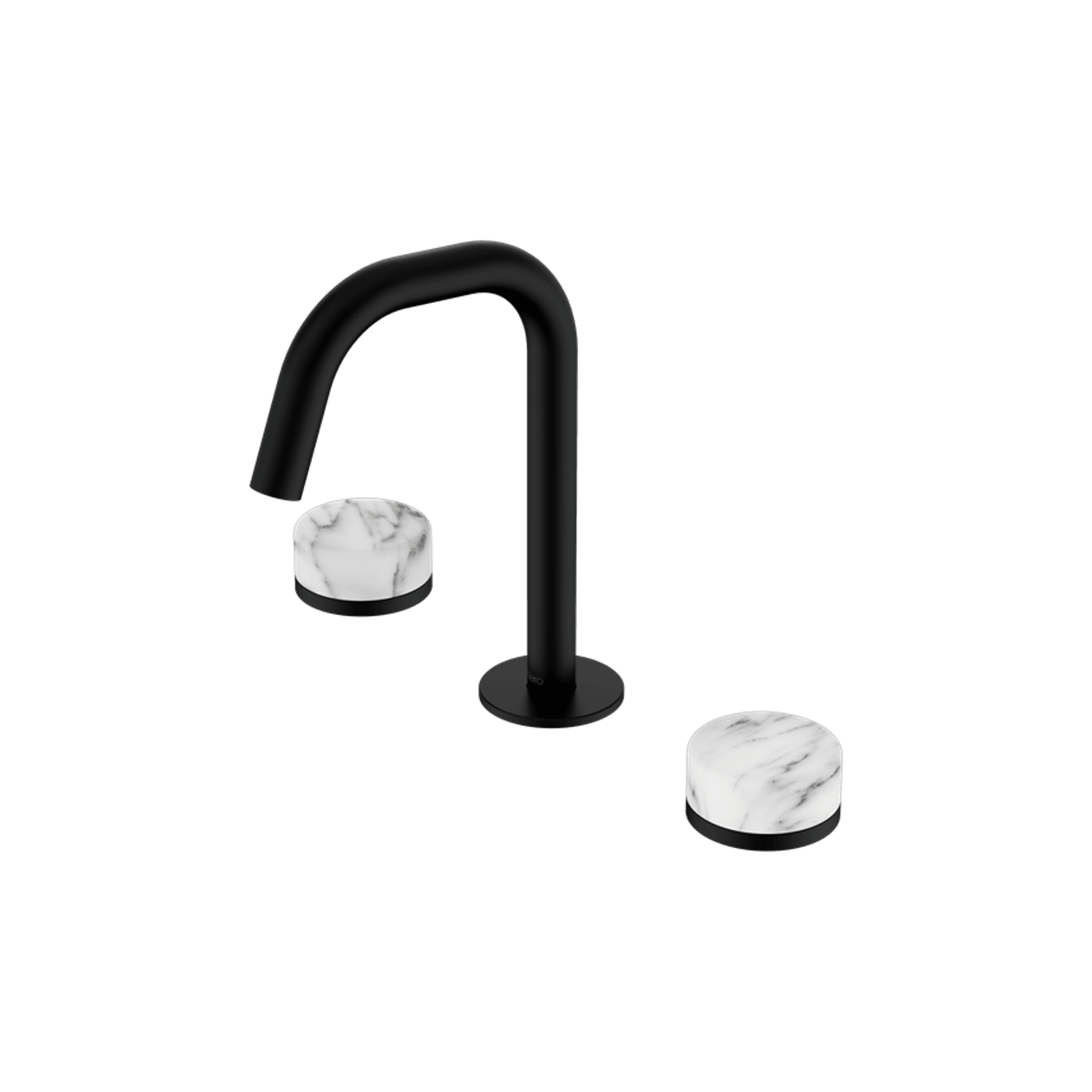 Serenity Basin Set Edge Spout With Arabescato Corchia Handle Matte Black gallery detail image