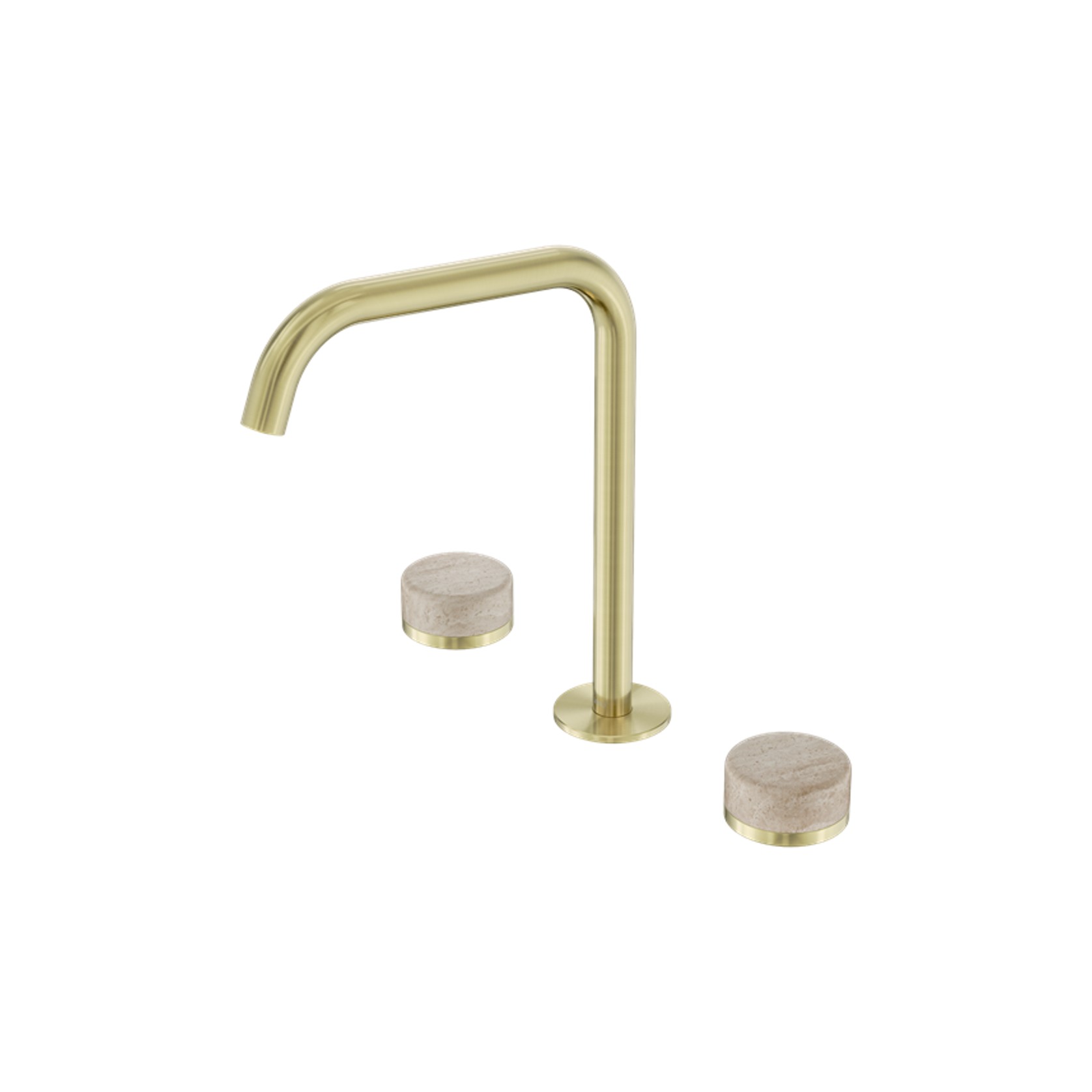 Serenity Bath/Kitchen Set Edge Spout With Rome Travertine Handle Brushed Gold gallery detail image