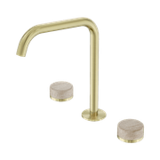 Serenity Bath/Kitchen Set Edge Spout With Rome Travertine Handle Brushed Gold gallery detail image