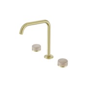 Serenity Bath/Kitchen Set Edge Spout With Rome Travertine Handle Brushed Gold gallery detail image